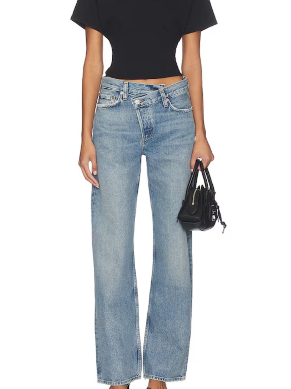 Agolde Arc Criss Cross Jeans in Conclusion light wash wide straight leg  size 24